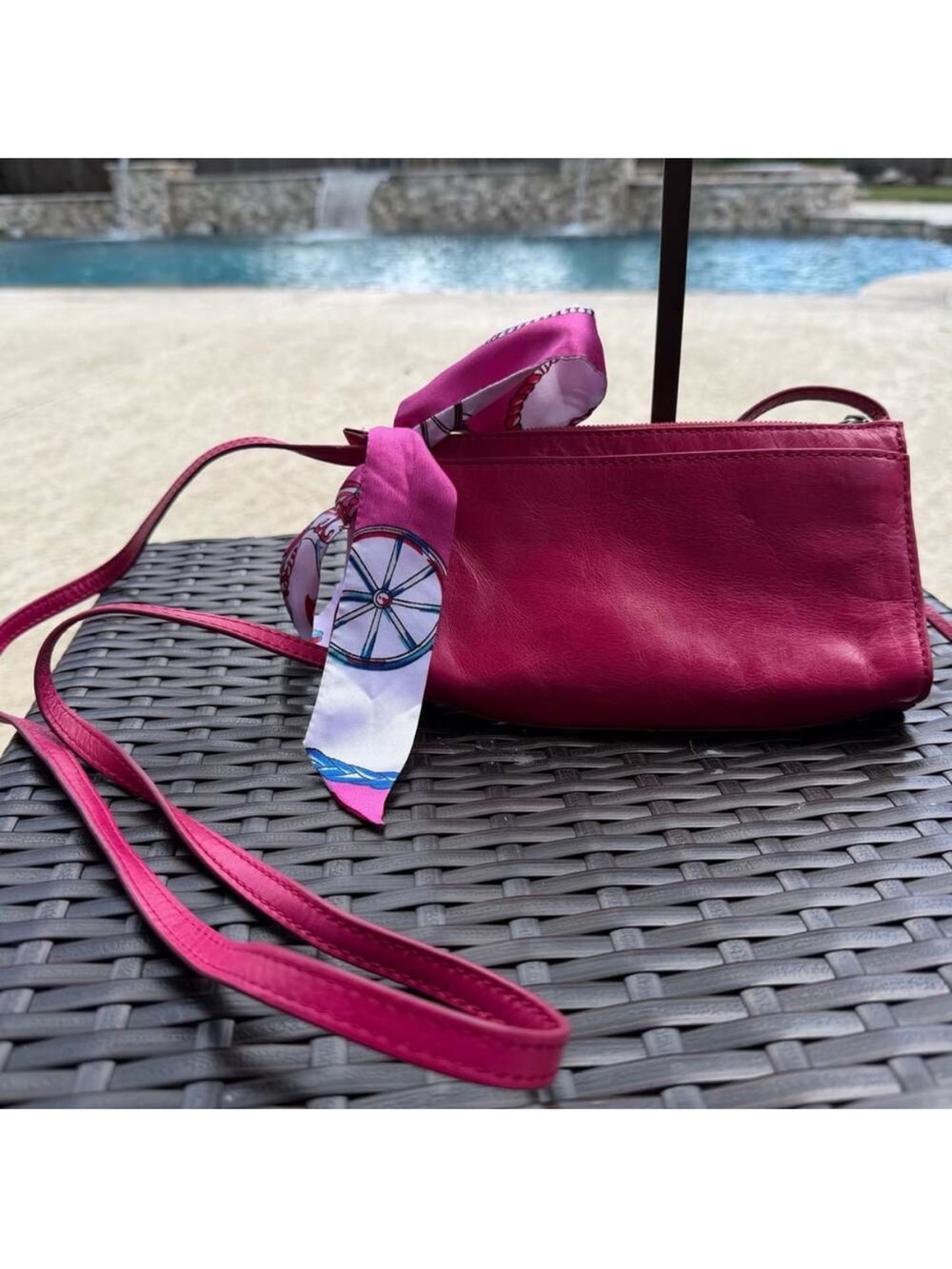 Hobo Crossbody Bag with Scarf Accent